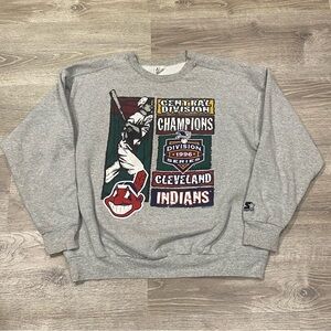 Vtg 90s Cleveland Indians Starter 1996 Division Champs Sweatshirt (Flaw)